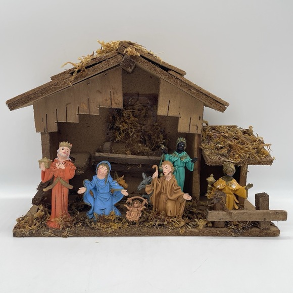 Other - Vintage 1950's Nativity Set 8 Arial Figurines Stable Made in Italy Christmas‎